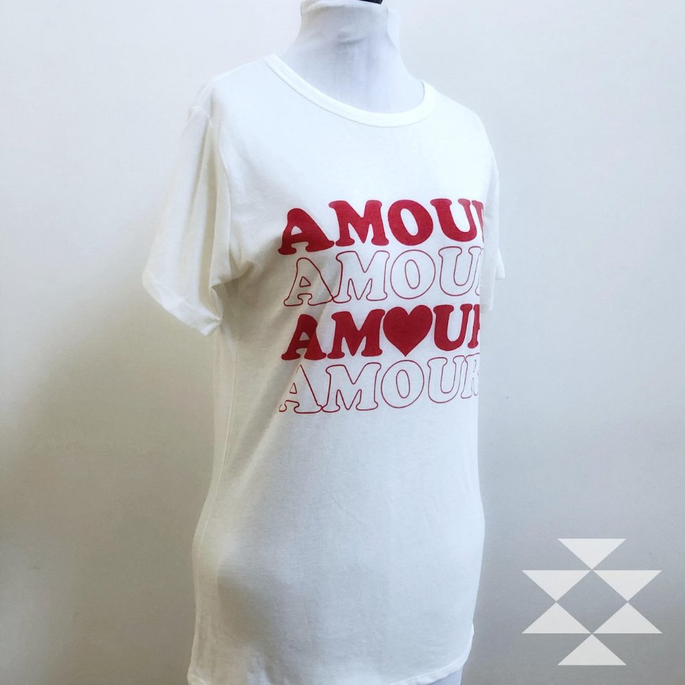 Women's White Short Sleeve T Shirt Amour NWT